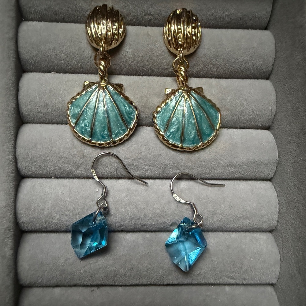 Blue & Gold Earring Set